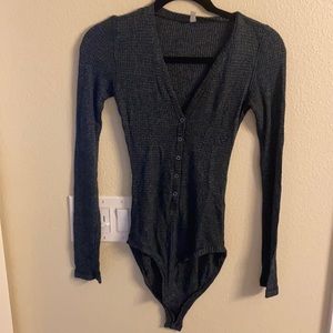 Free People grey henley body suit